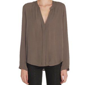 Vince Double Split Neck Silk Blouse in Slate Sz. S *EUC* MSRP: $245+tax